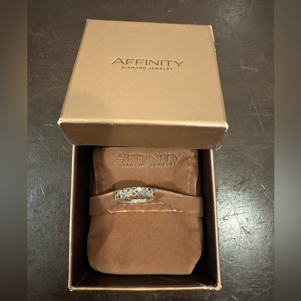 Multicolored Diamond, 925 stamped Silver Ring